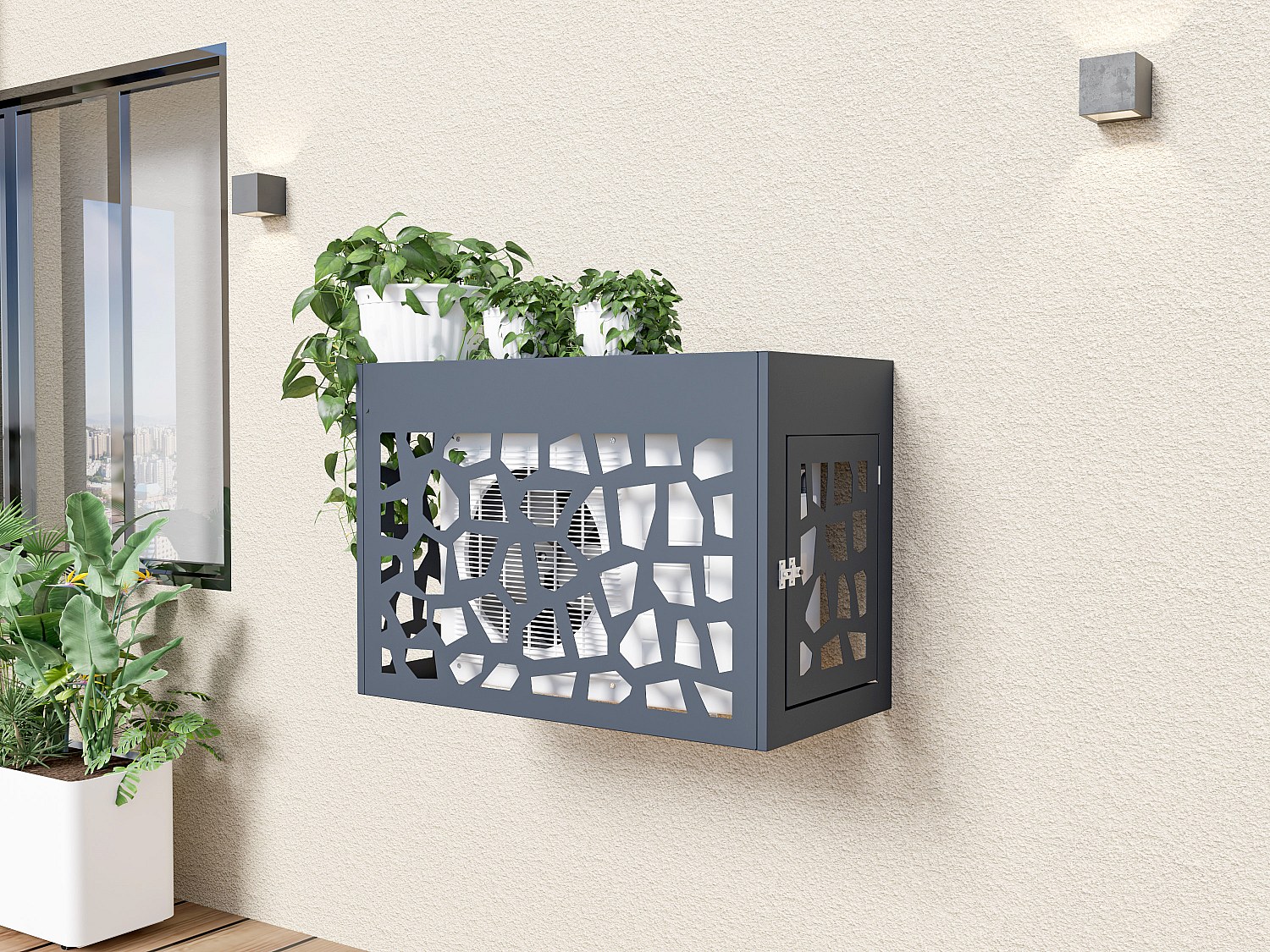 Abdeckung für Klimaanlage/Wärmepumpe aus durchbrochenem Aluminium - Mit Zug günstig online kaufen