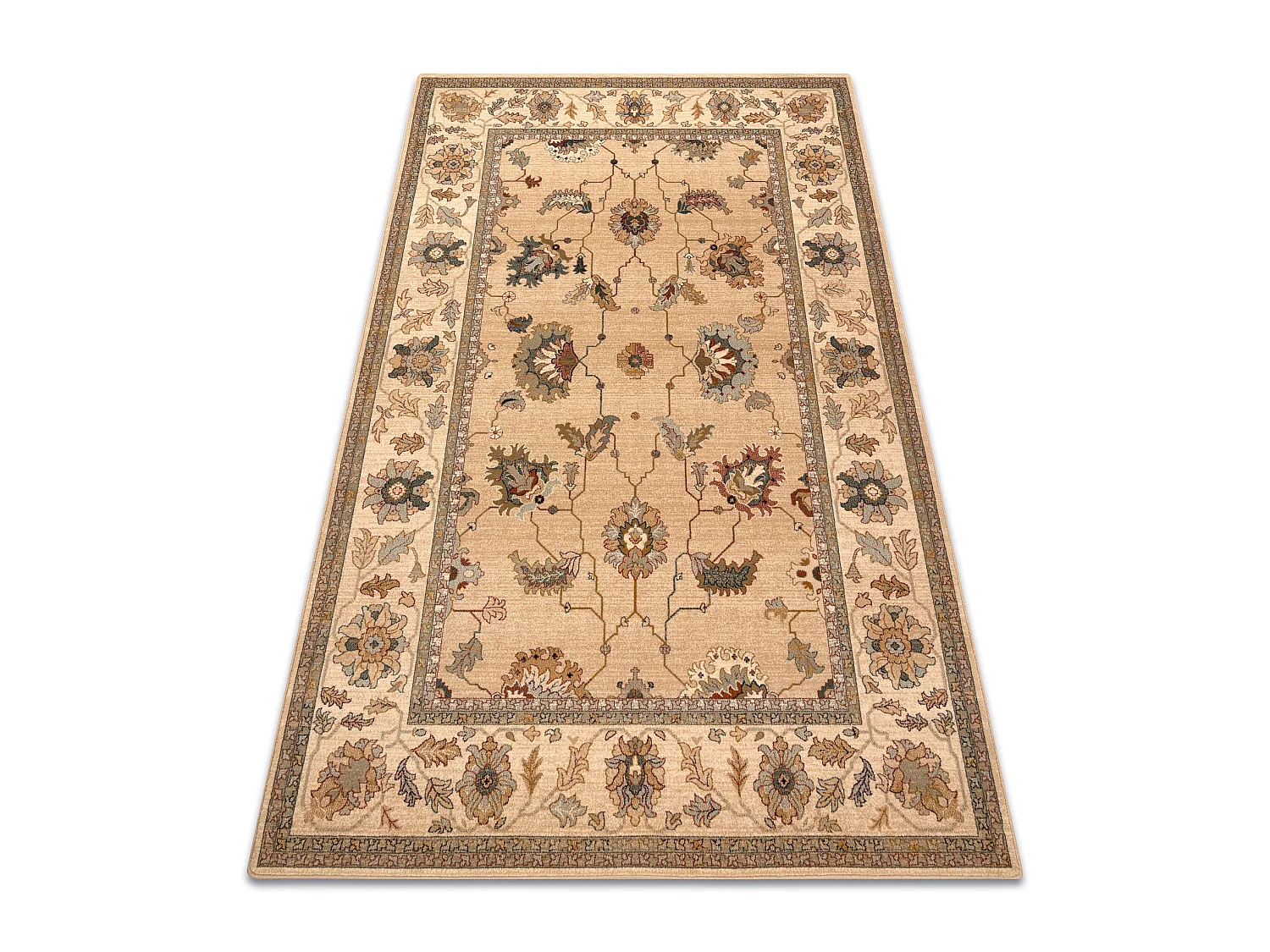 Tapis en laine POLONIA Loare Cadre crème 235x350 cm