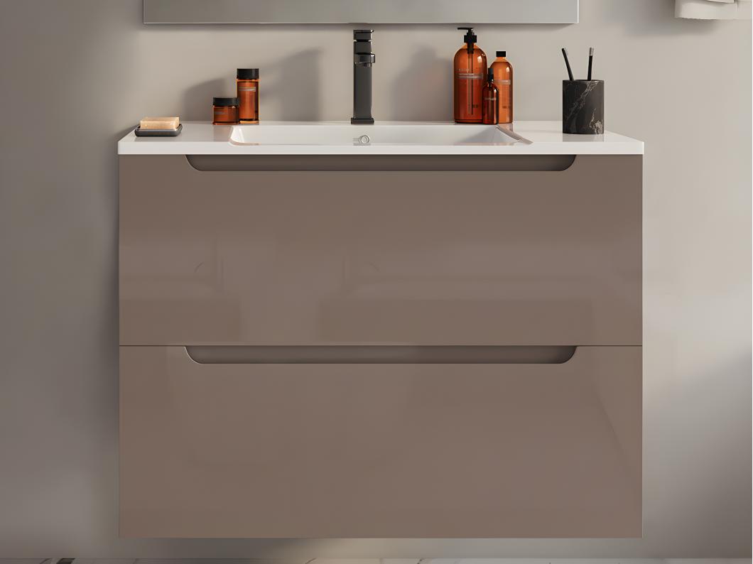 Meuble simple vasque suspendu - Taupe - 80 cm - STEFANIE