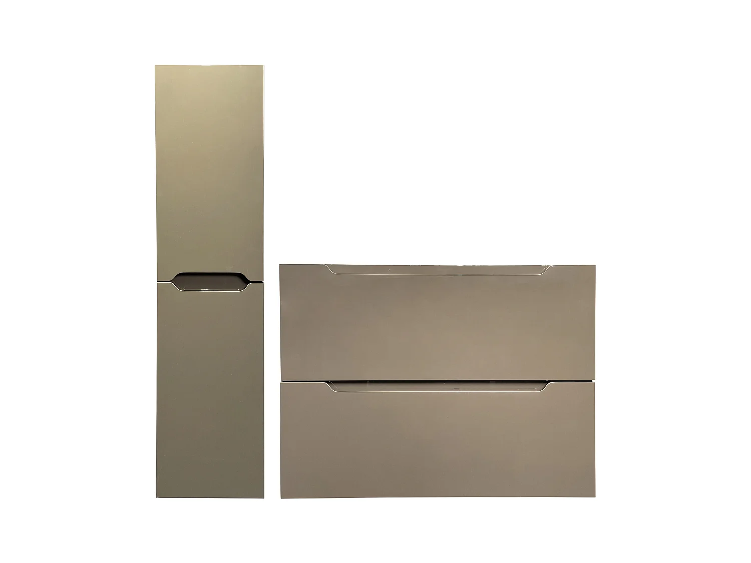 Meuble simple vasque suspendu avec colonne - Taupe - 80 cm - STEFANIE