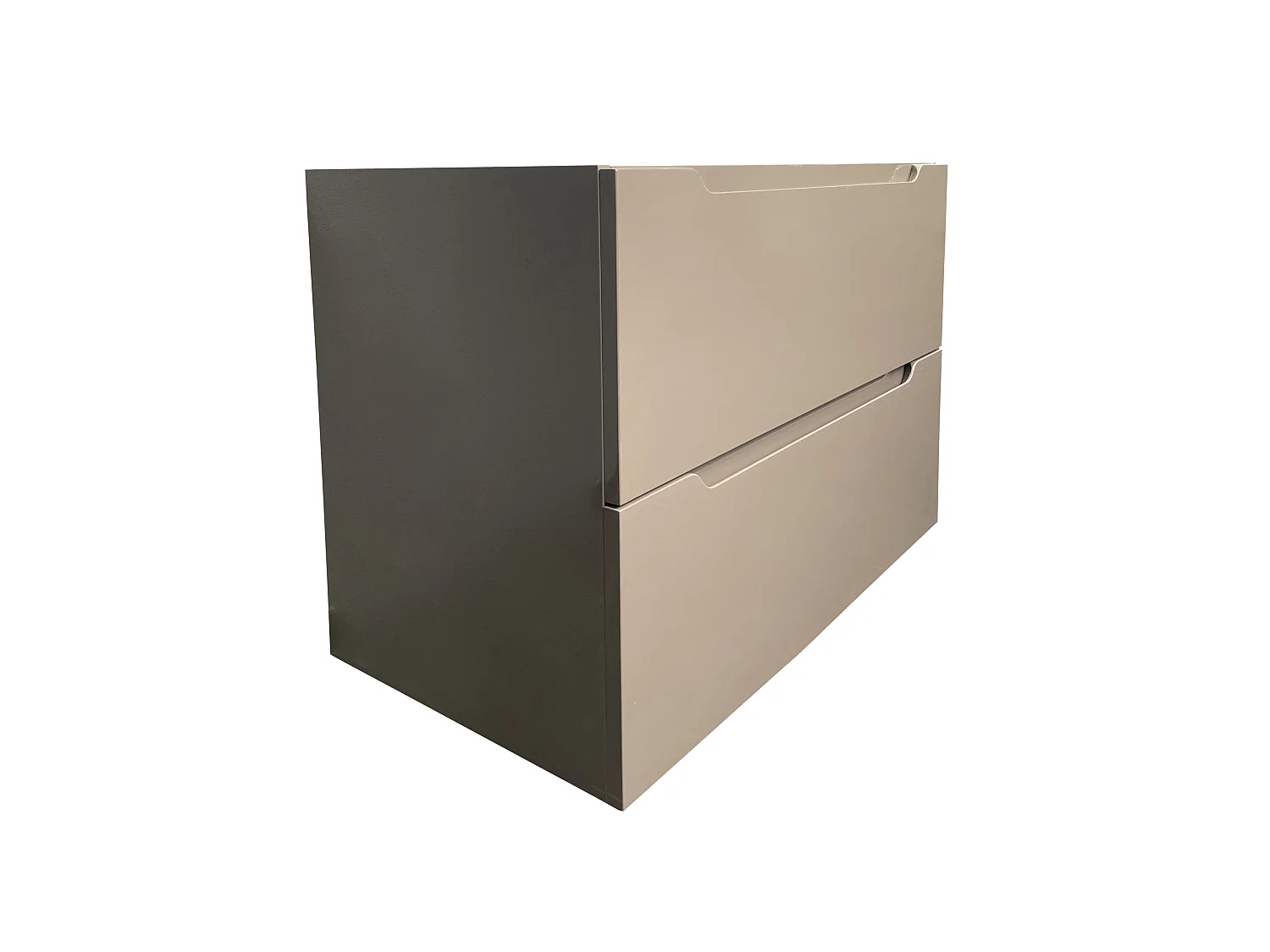 Meuble simple vasque suspendu avec colonne - Taupe - 80 cm - STEFANIE