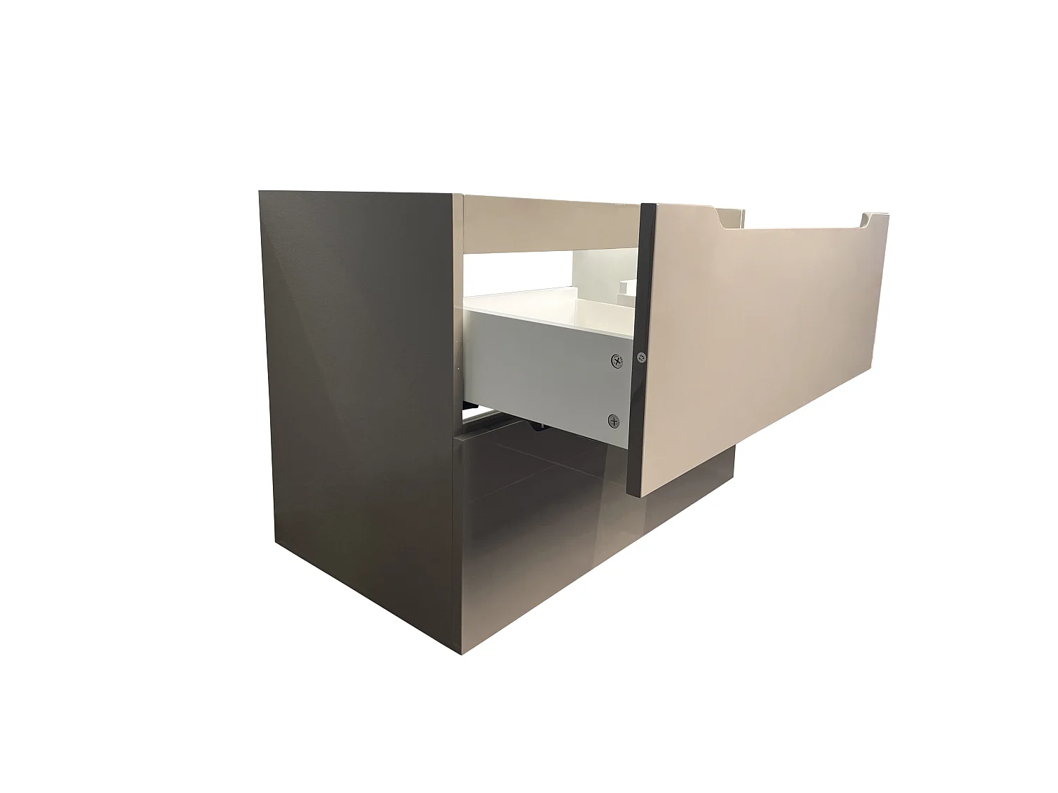 Meuble simple vasque suspendu avec colonne - Taupe - 80 cm - STEFANIE