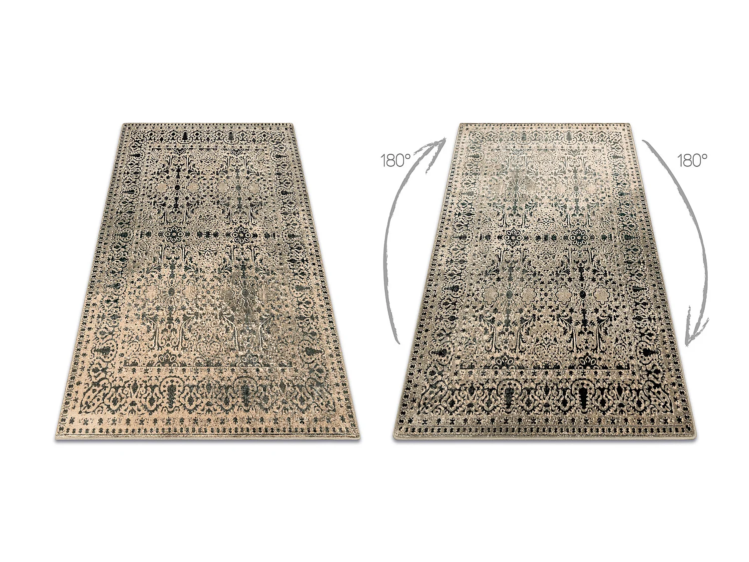 Tapis en laine OMEGA PERONA oriental iron vert 170x235 cm