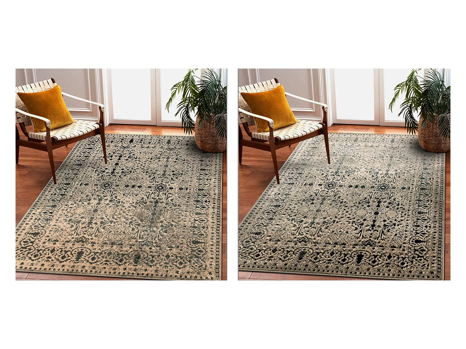 Tapis en laine OMEGA PERONA oriental iron vert 170x235 cm