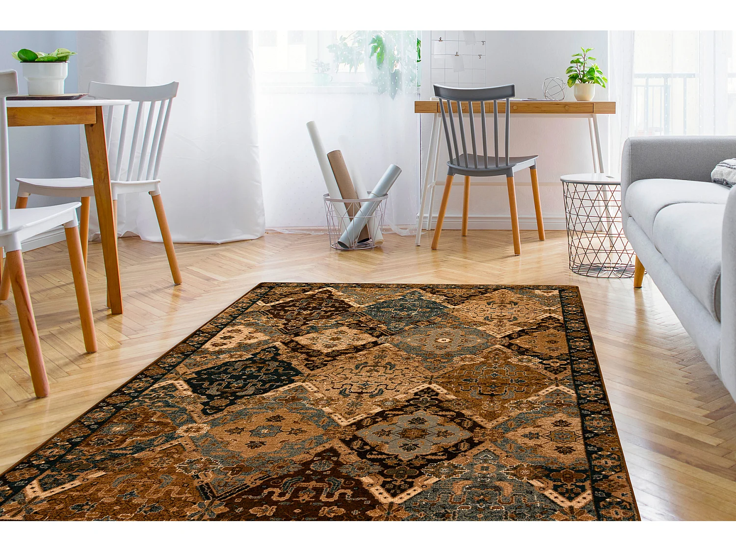 Tapis en laine OMEGA Torino oriental - cognac 170x235 cm