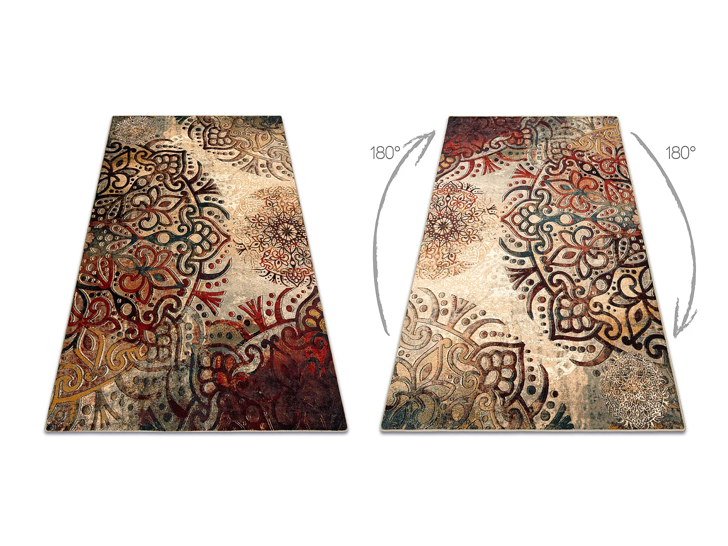 Tapis en laine POLONIA Boho rougette rouge 235x350 cm