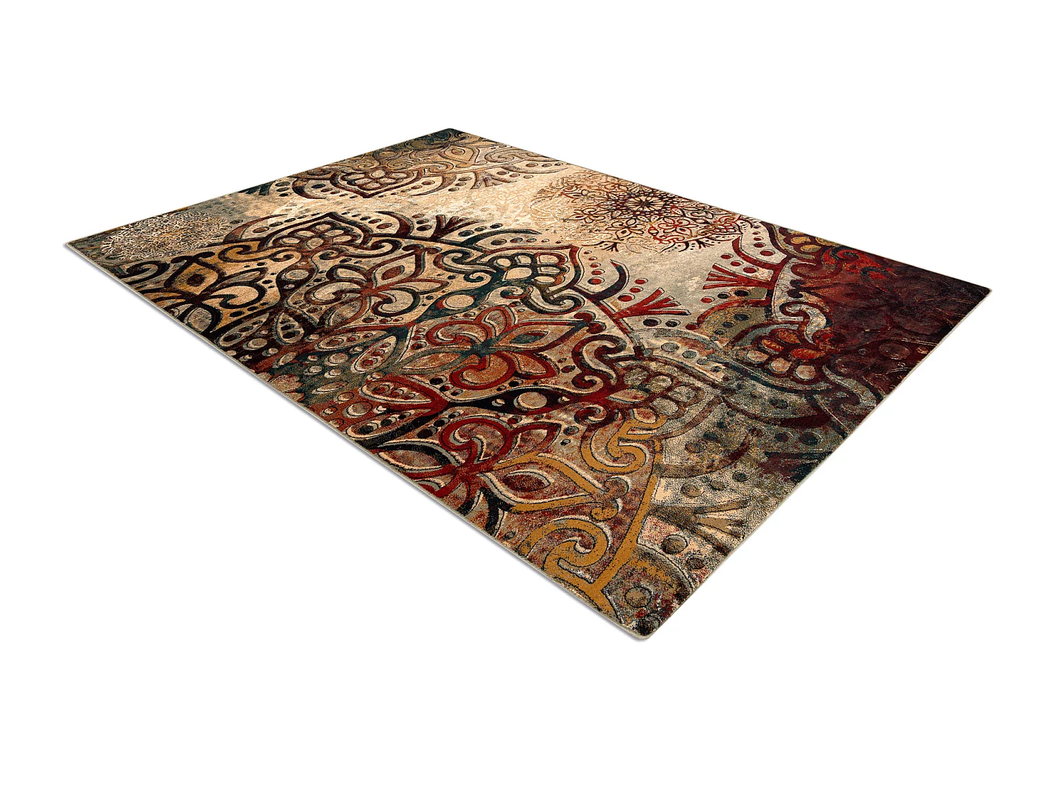 Tapis en laine POLONIA Boho rougette rouge 235x350 cm