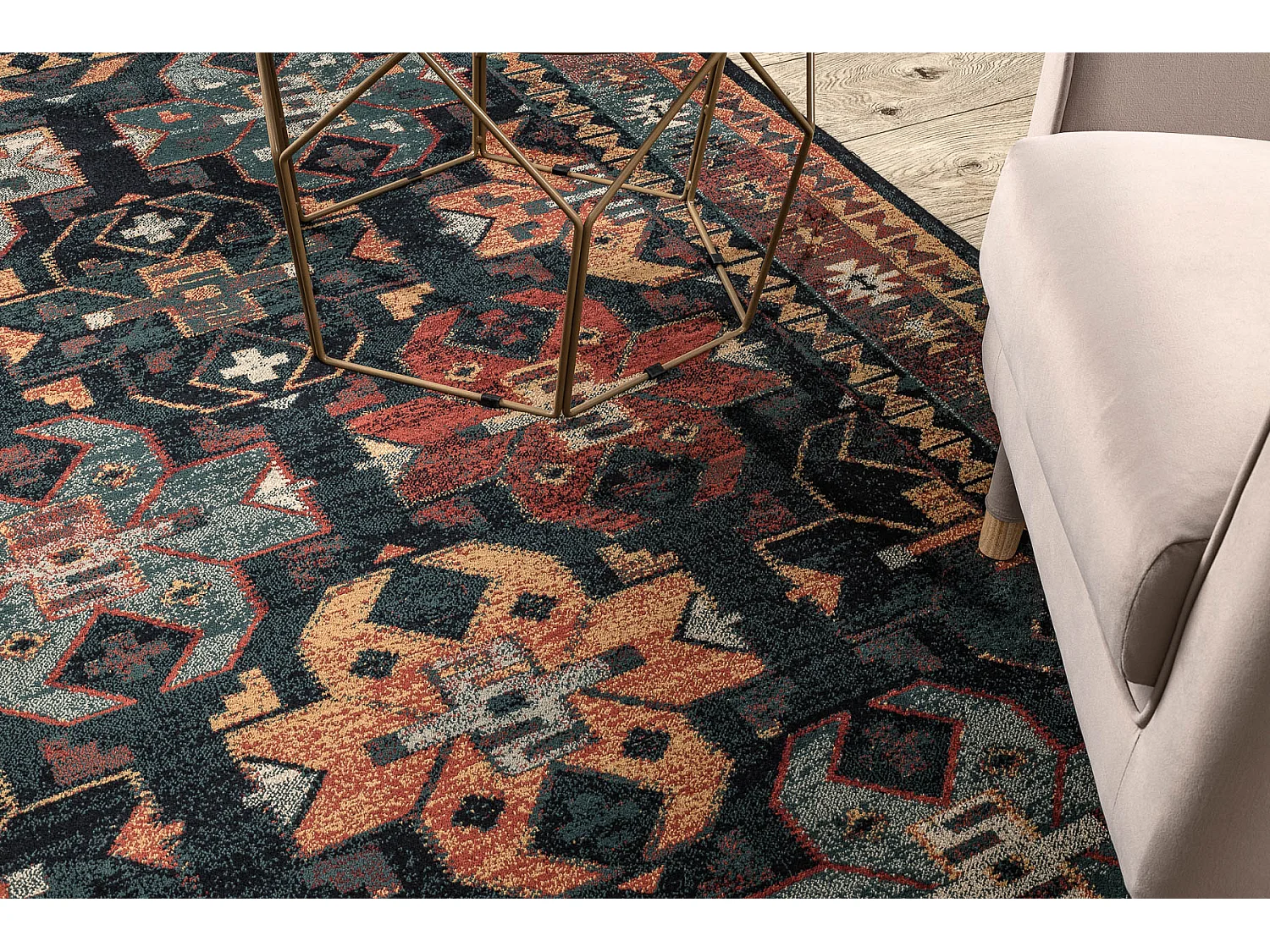 Tapis en laine OMEGA ROHAN oriental bleu foncé 135x200 cm