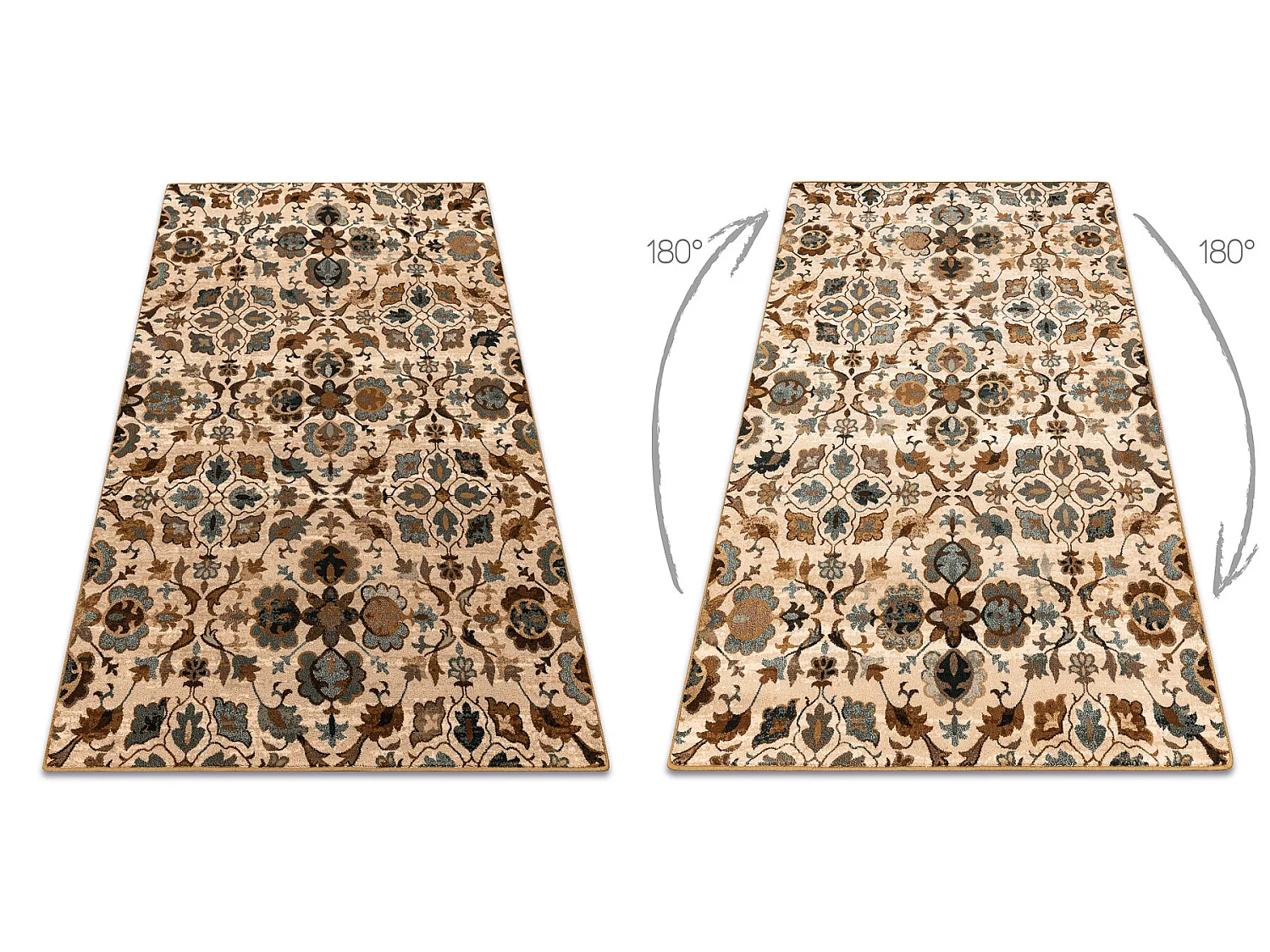 Alfombra de lana OMEGA AMALFI flores sepia 235x350 cm