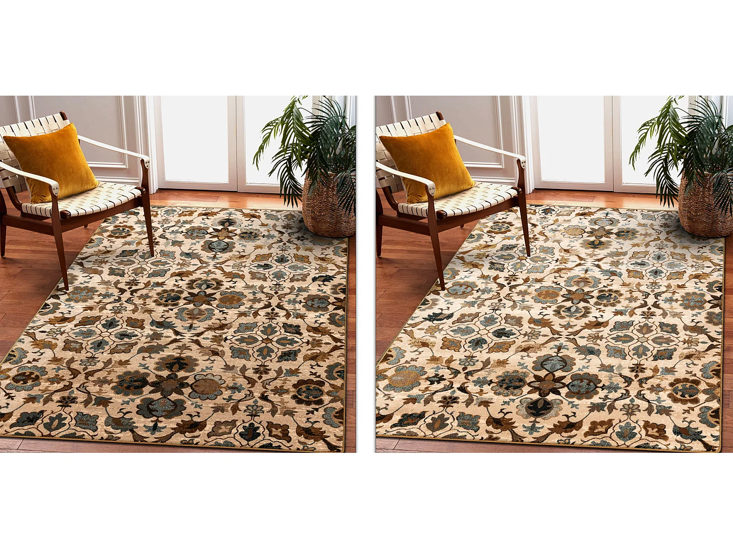 Alfombra de lana OMEGA AMALFI flores sepia 235x350 cm