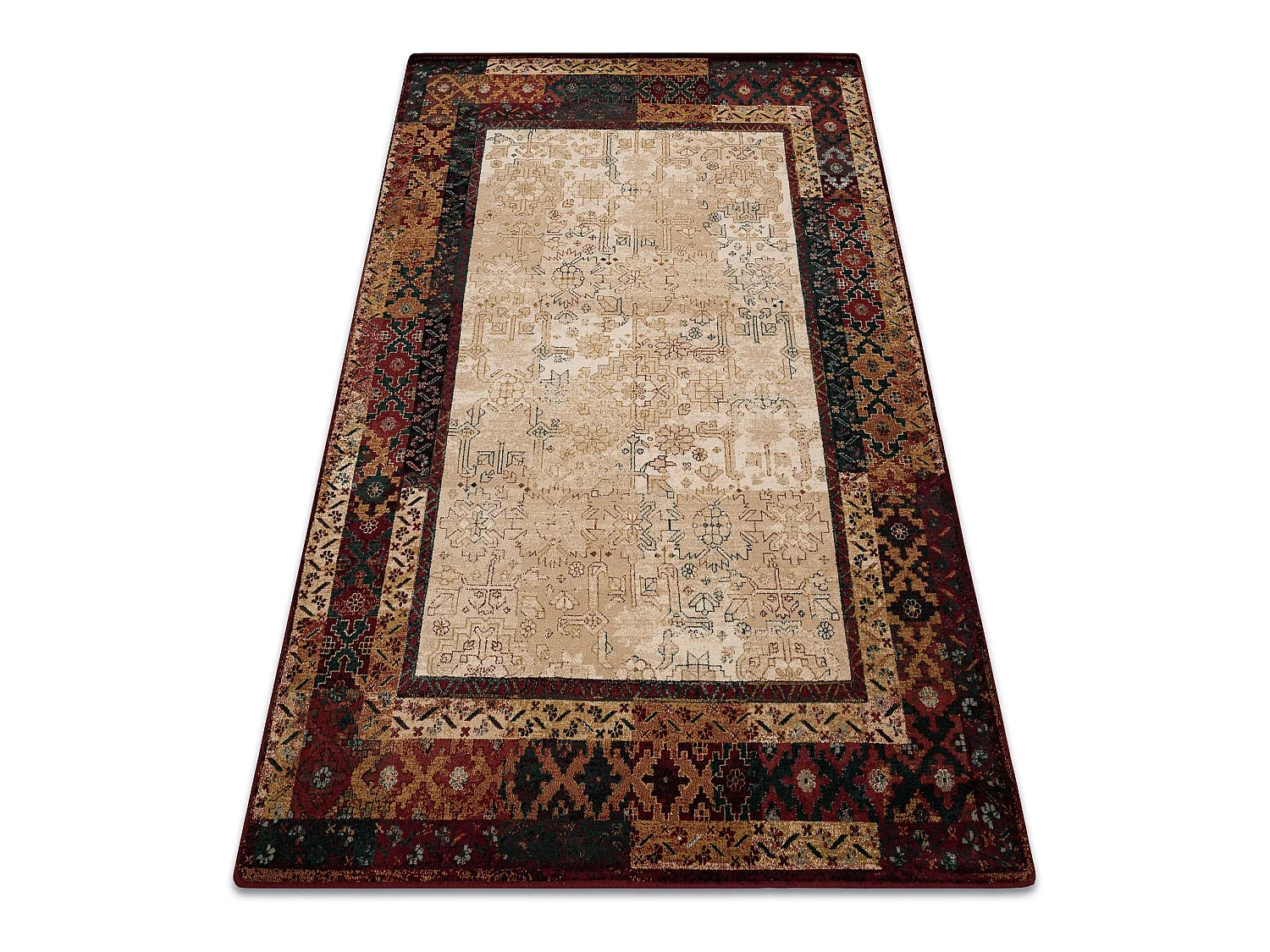 Tapis en laine OMEGA LUMENA ethnique vintage rubis clair 170x235 cm