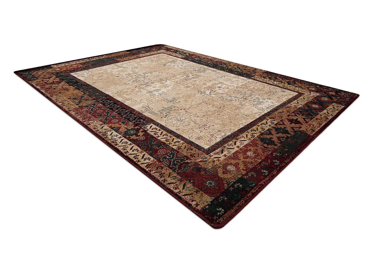 Tappeto di lana OMEGA LUMENA etnico vintage rubino chiaro 170x235 cm