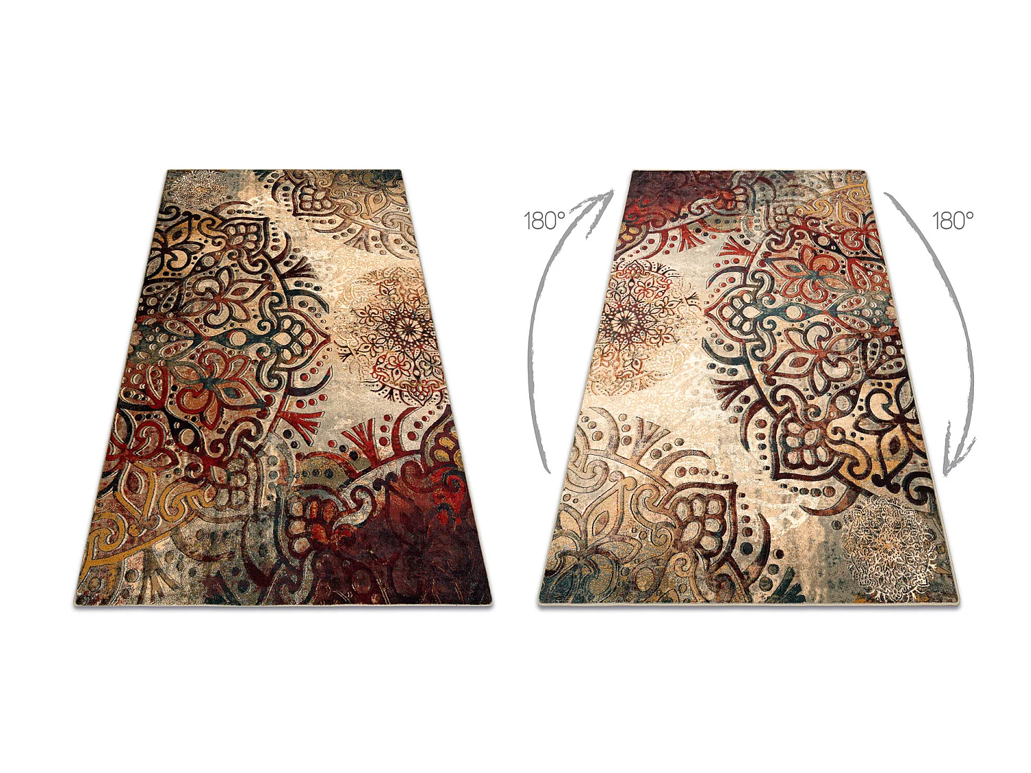 Tapis en laine POLONIA Boho rougette rouge 200x300 cm