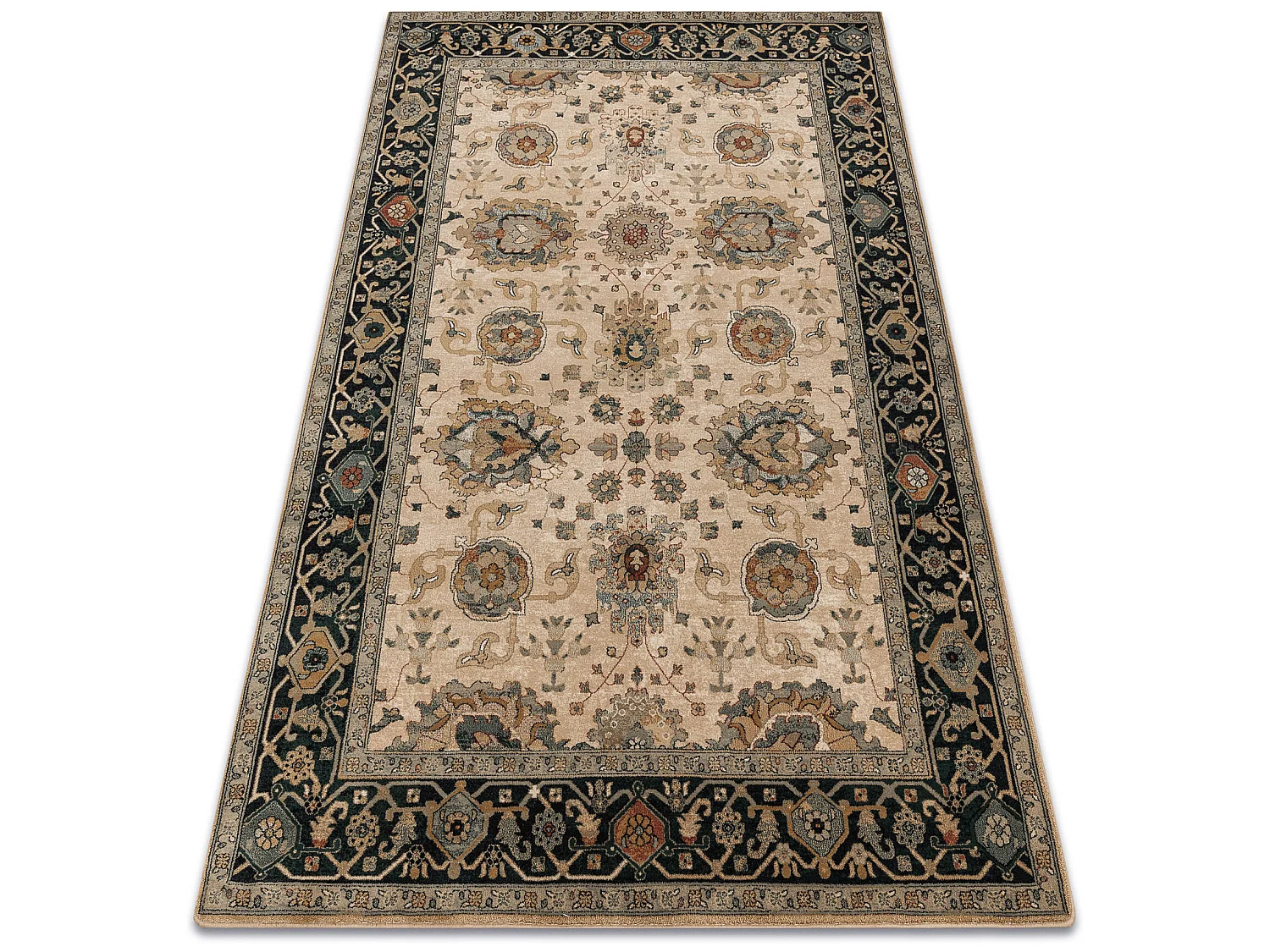 Tapis en laine POLONIA Tesoro Cadre beige 170x235 cm