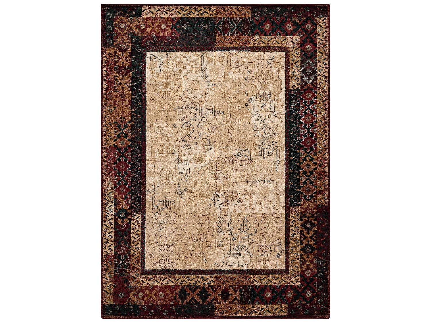 Tapis en laine OMEGA LUMENA ethnique vintage rubis clair 200x300 cm