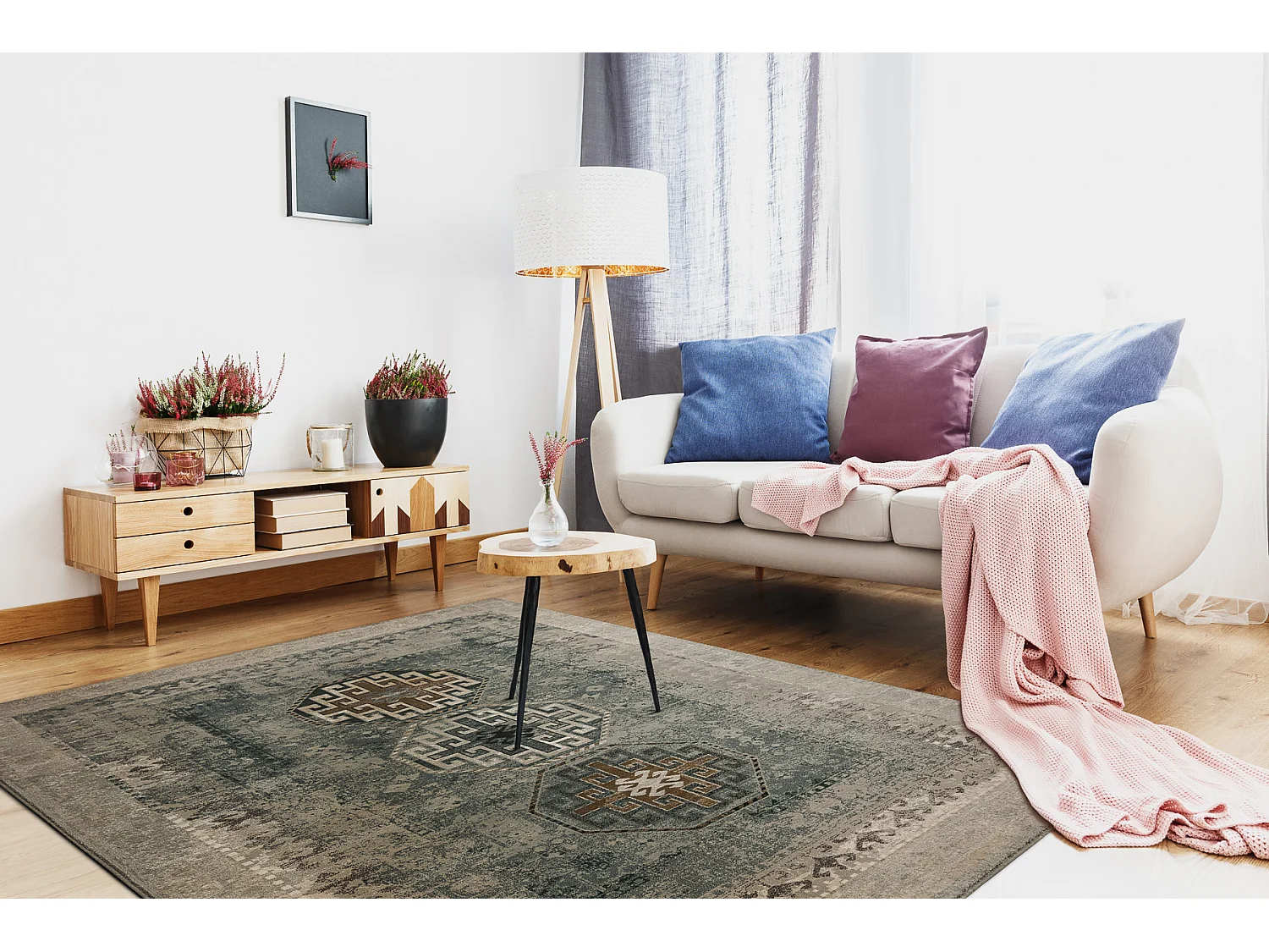 Tapis en laine POLONIA ASHAN oriental jadeit vert  170x235 cm