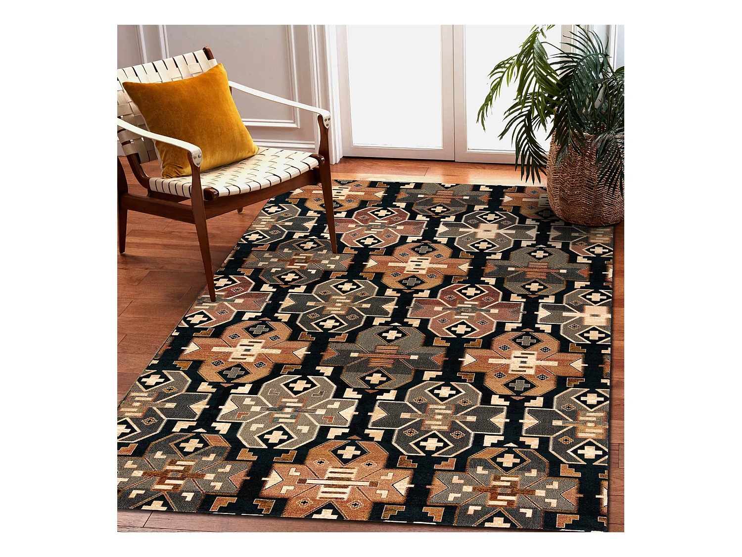 Tappeto di lana SUPERIOR DIAS etnico blu scuro 170x235 cm