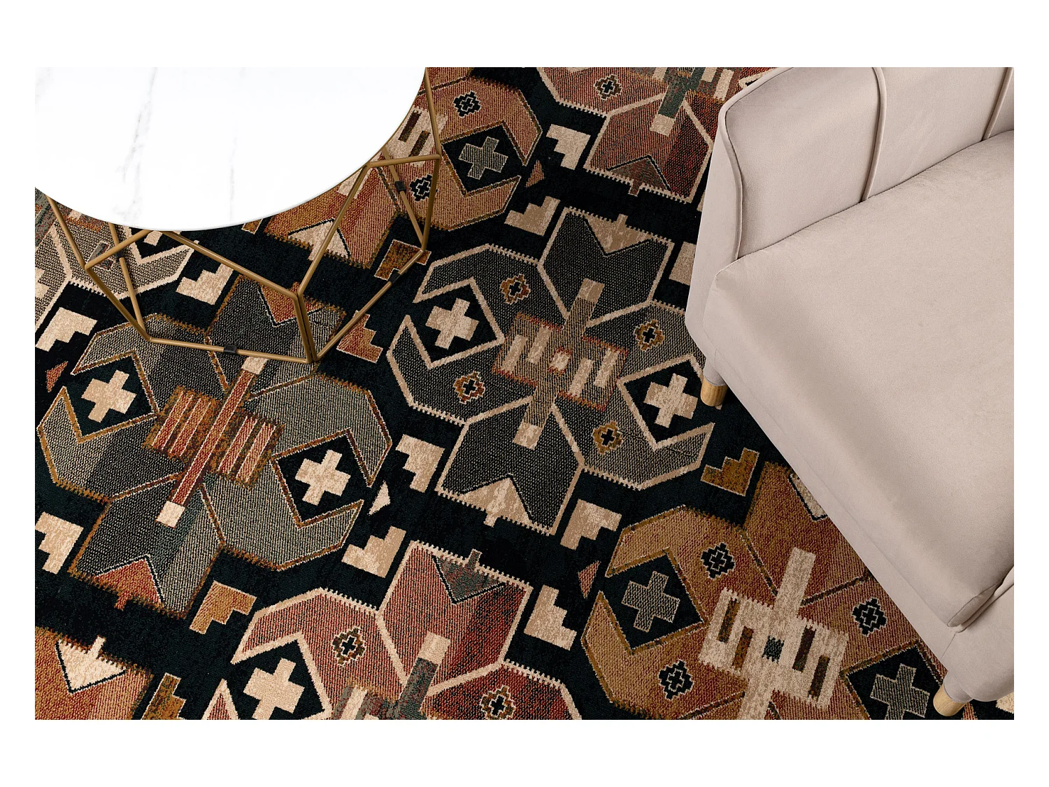 Tappeto di lana SUPERIOR DIAS etnico blu scuro 170x235 cm