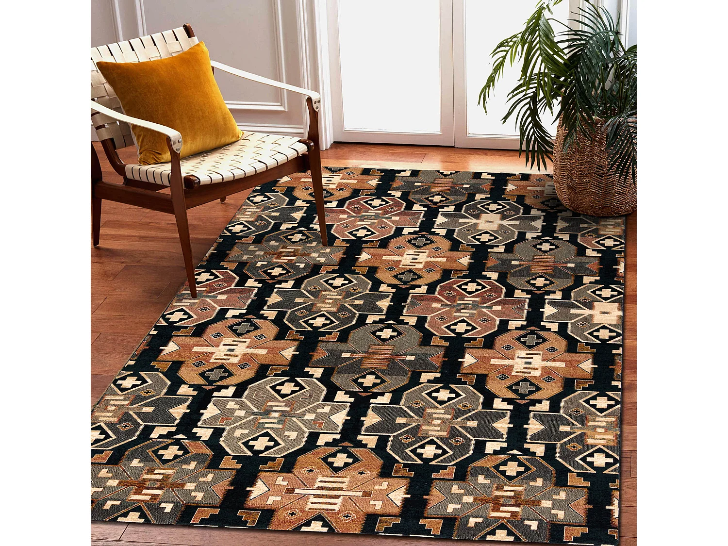 Tappeto di lana SUPERIOR DIAS etnico blu scuro 170x235 cm