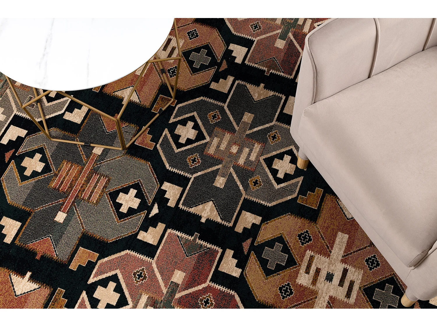 Tappeto di lana SUPERIOR DIAS etnico blu scuro 170x235 cm