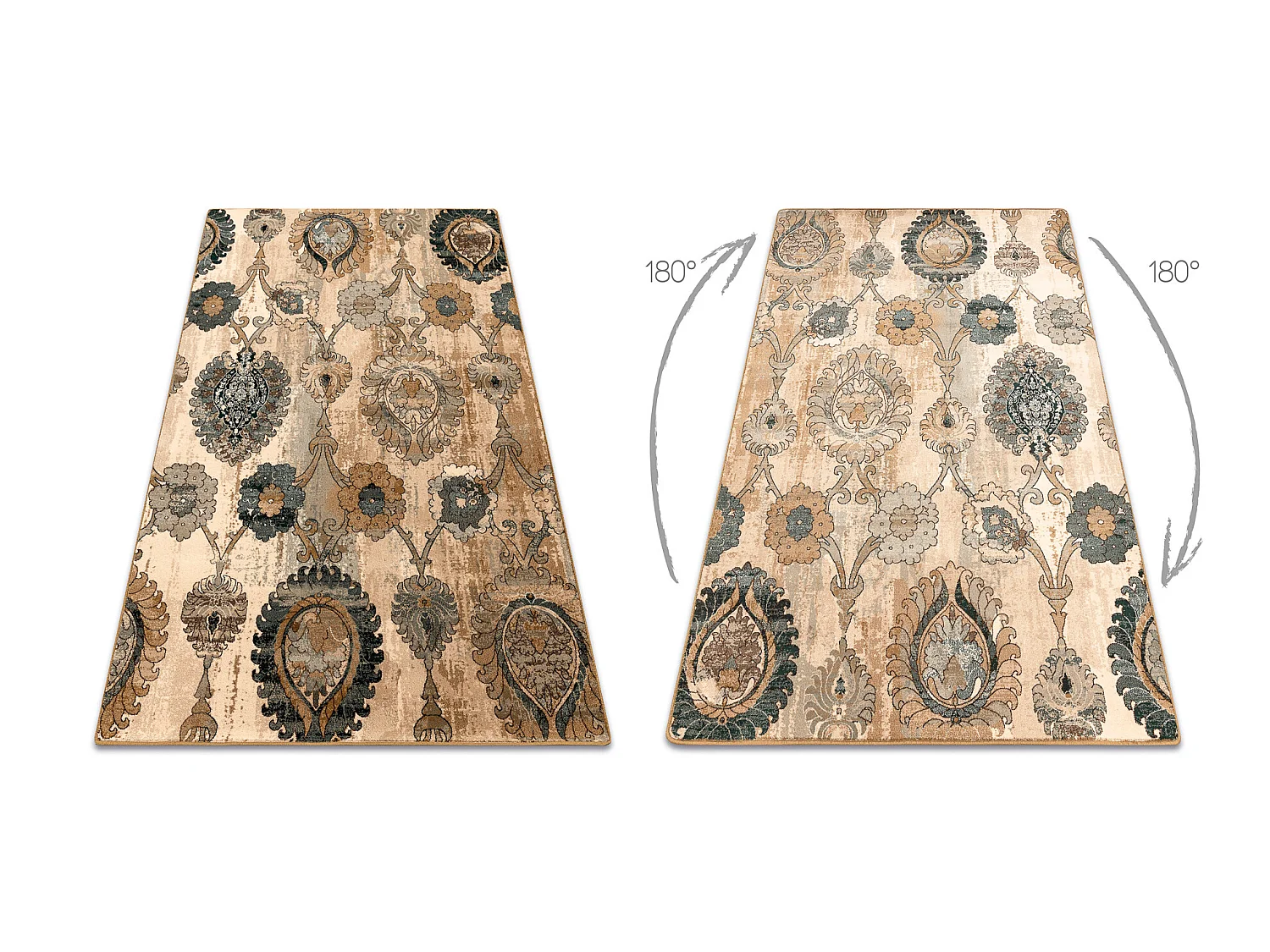 Tapis en laine POLONIA Olivo Ornement kamel beige 235x350 cm