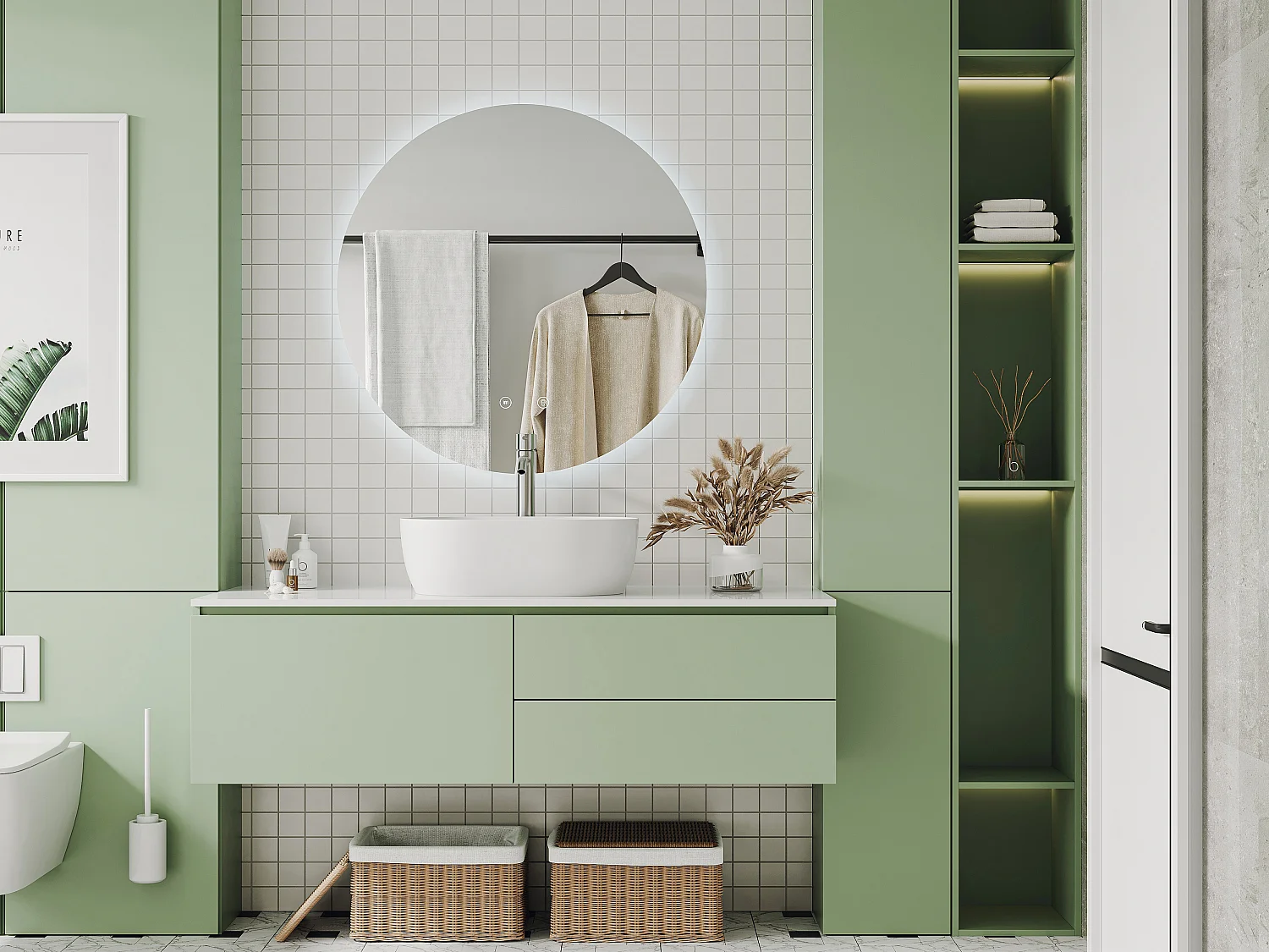 Miroir de salle de bain ovale sans contour anti buée à leds - D90 cm - ROMULA