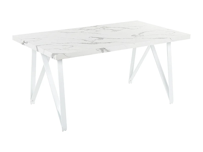 Esstisch weiß Marmor Optik rechteckig 160 x 90 cm Metallgestell Modern Grieger