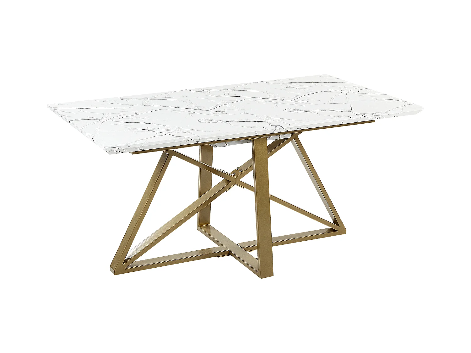 Ausziehtisch weiß Marmor Optik 160/200 x 90 cm Metallgestell gold Modern Maximus