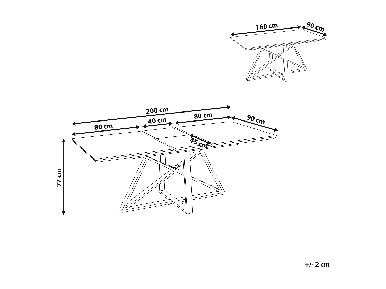 Eettafel uitschuifbaar MAXIMUS Wit marmer 160/200 cm 90 cm