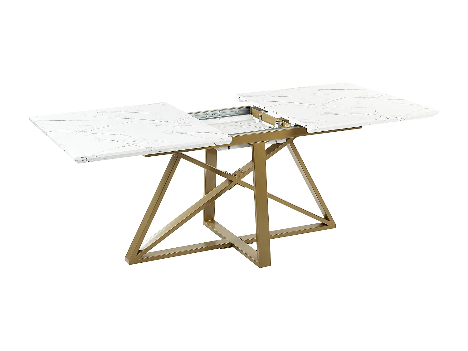 Eettafel uitschuifbaar MAXIMUS Wit marmer 160/200 cm 90 cm