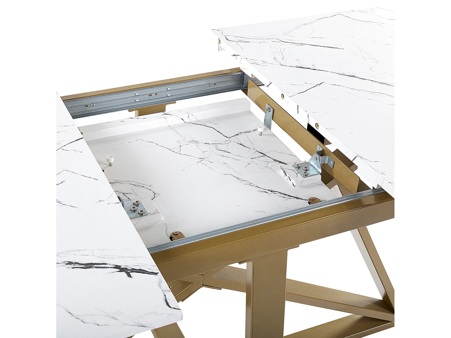 Eettafel uitschuifbaar MAXIMUS Wit marmer 160/200 cm 90 cm