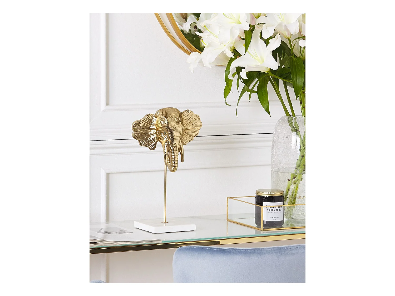 Figura decorativa Elefante KASO Metal Dorado