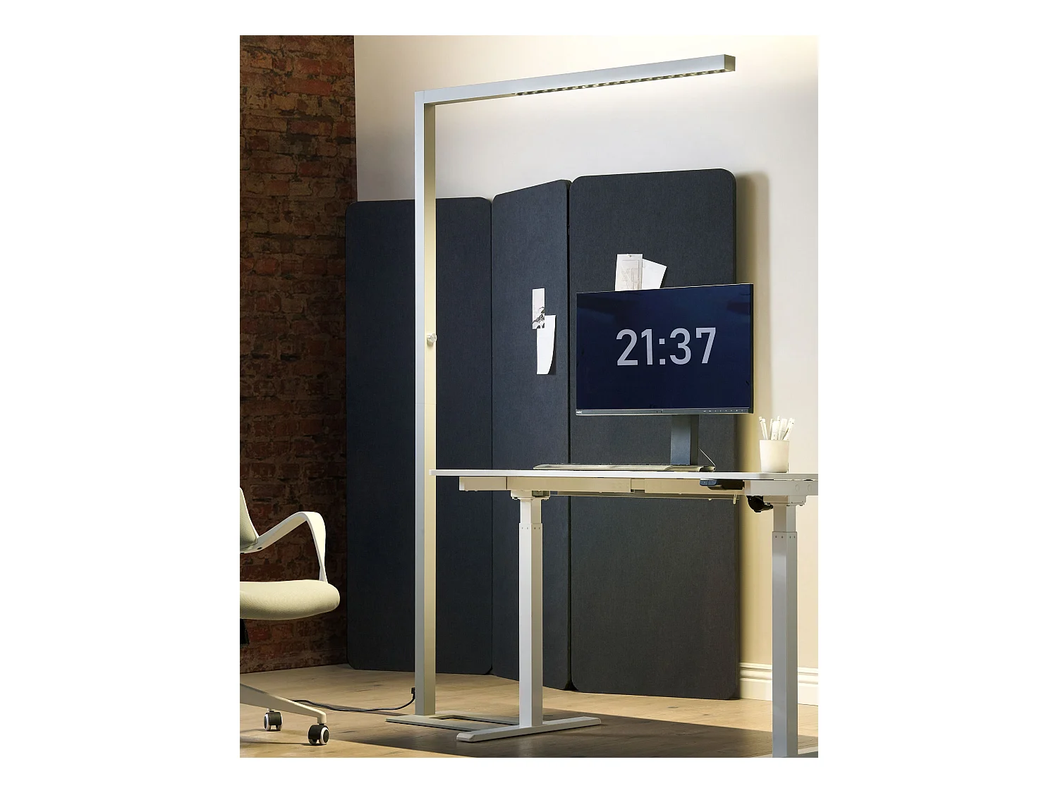 LED-Stehlampe Metall silber 194 cm mit Regler dimmbar modern Sagitta