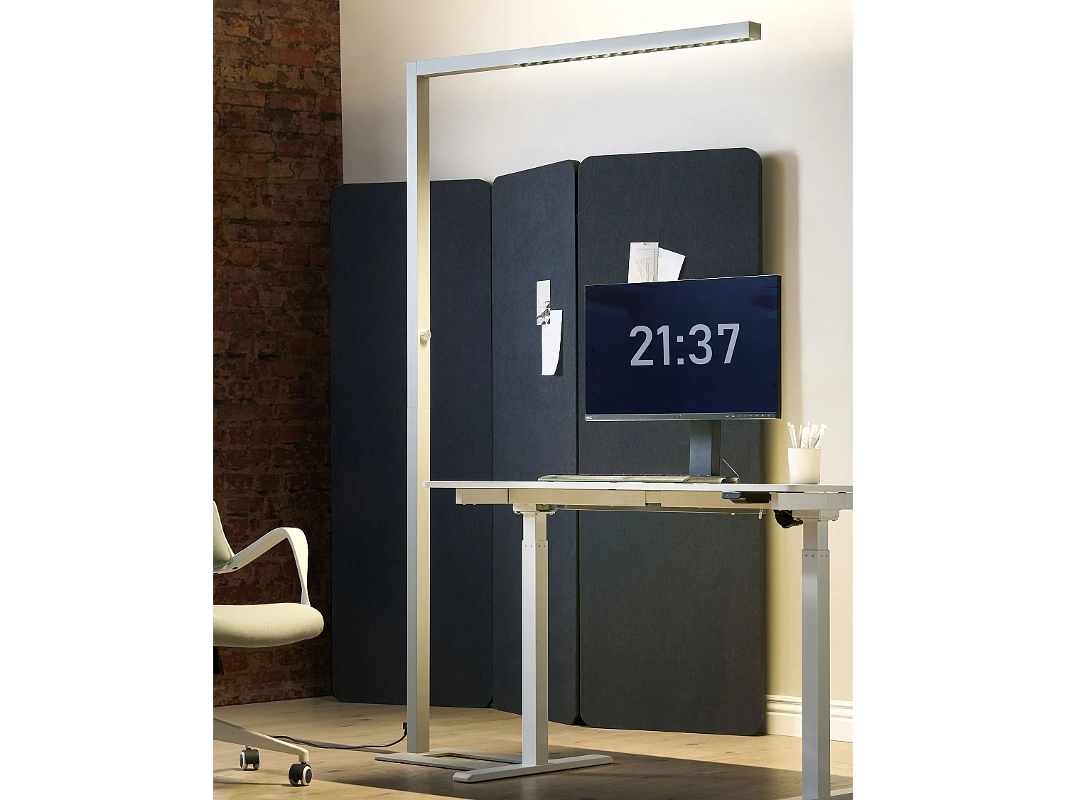 LED-Stehlampe Metall silber 194 cm mit Regler dimmbar modern Sagitta