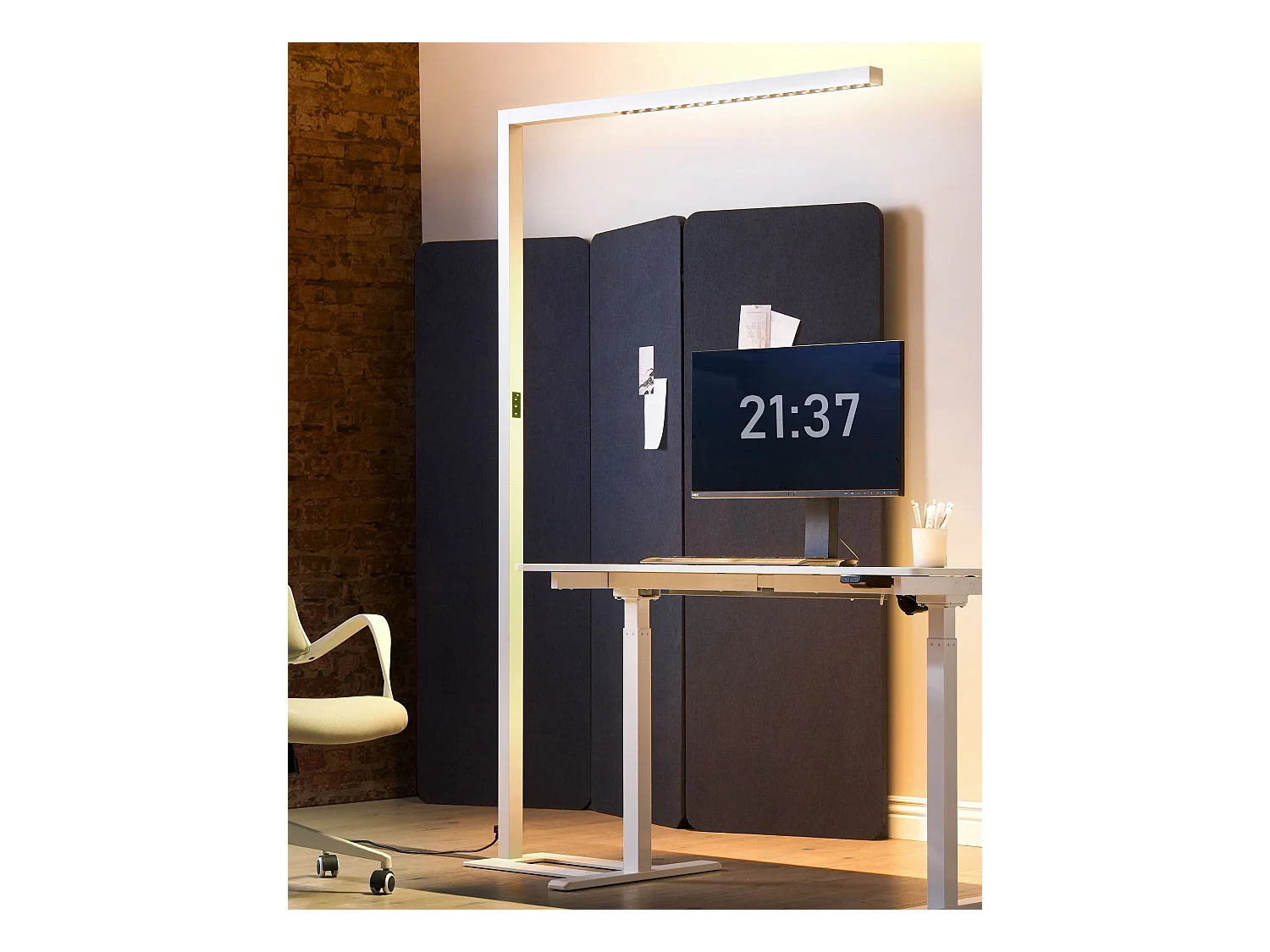 Lampadaire LED MENSA Avec détecteur de mouvement Métal Blanc