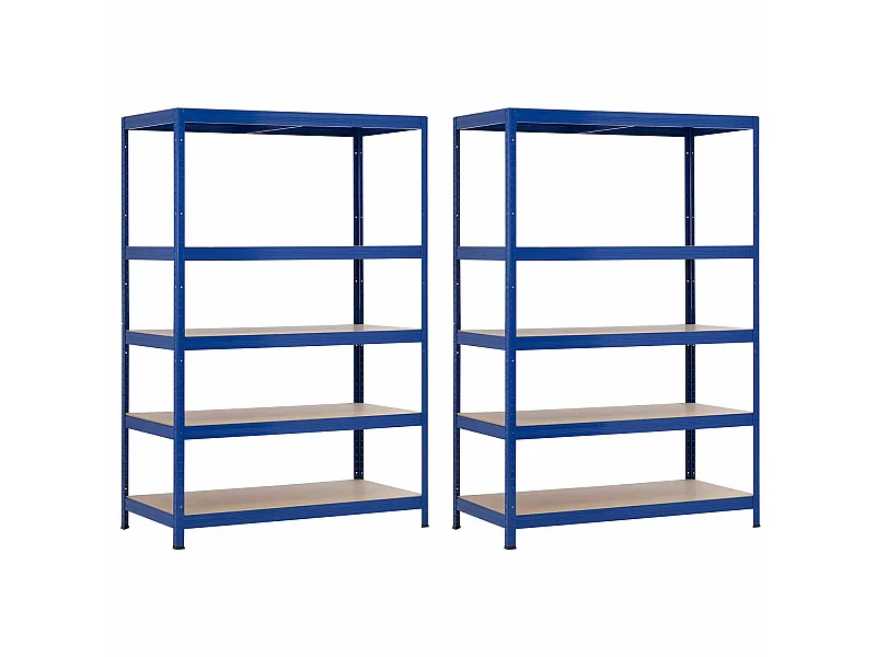Pack 2 Estanterías Modulares Azul con 5 Baldas Ajustables 180x120x60cm 1250Kg 7house