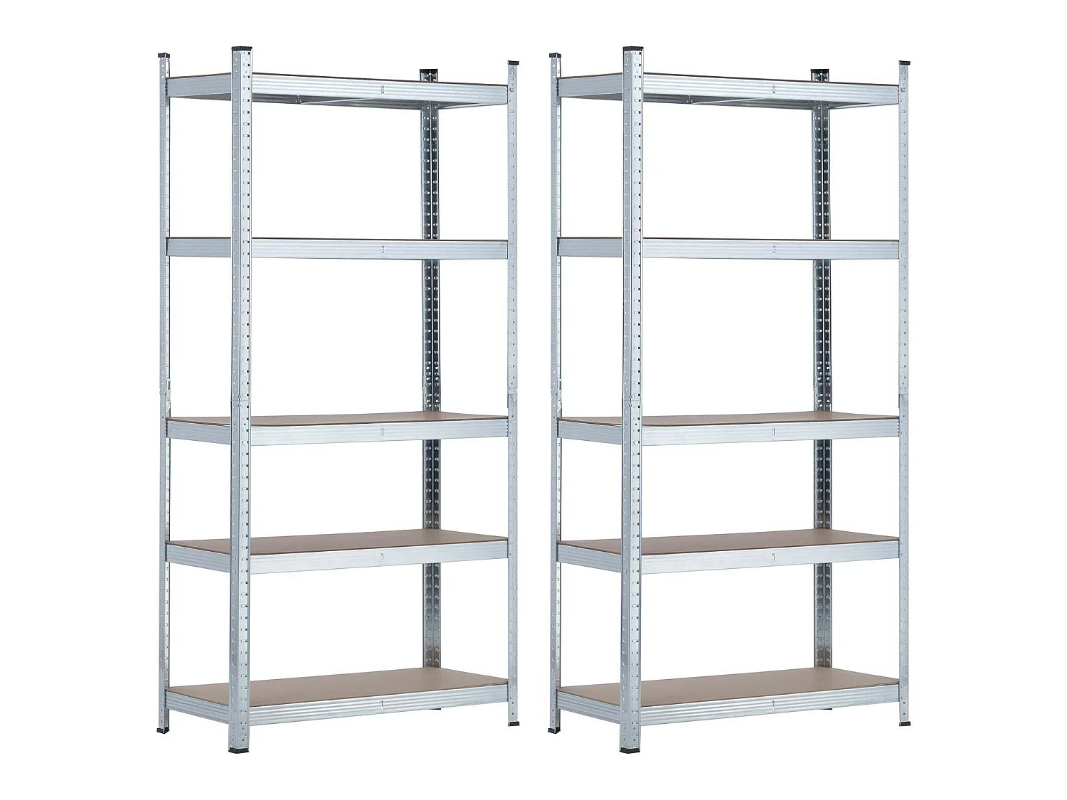 Pack 2 Rayonnages modulaires galvanisés avec 5 étagères réglables 180x90x40cm 875Kg 7house