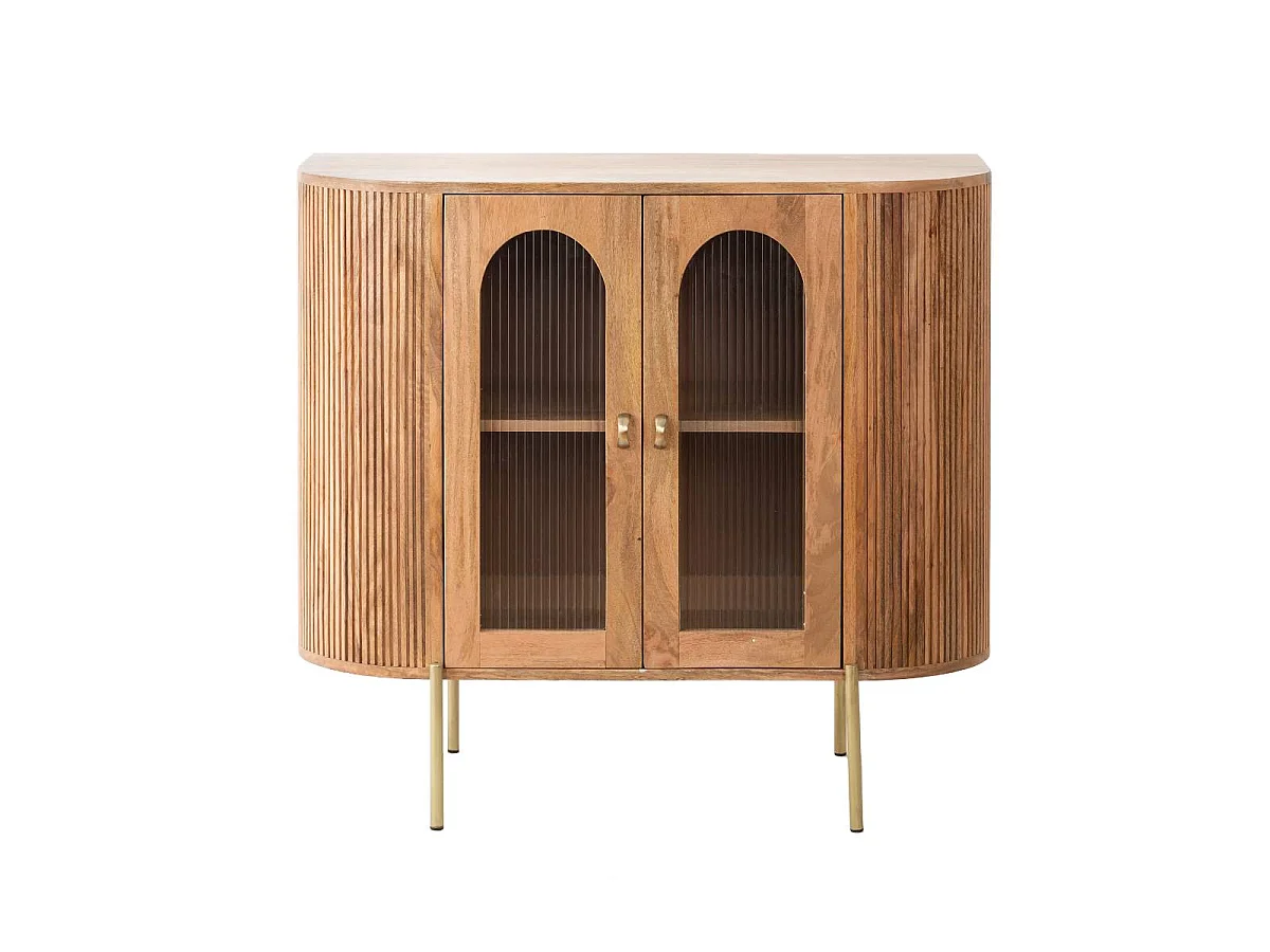 Vitrine arrondie en bois de manguier Maria