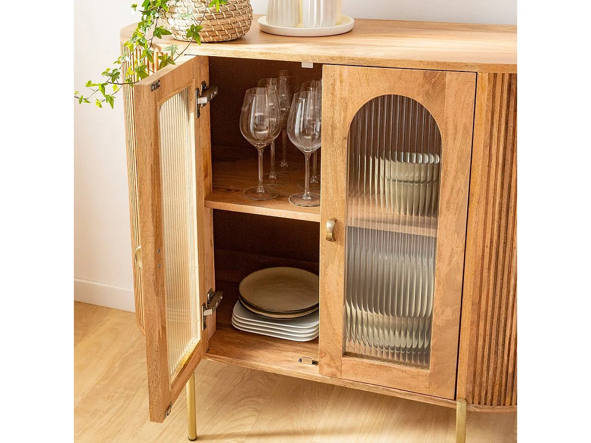 Vitrine arrondie en bois de manguier Maria