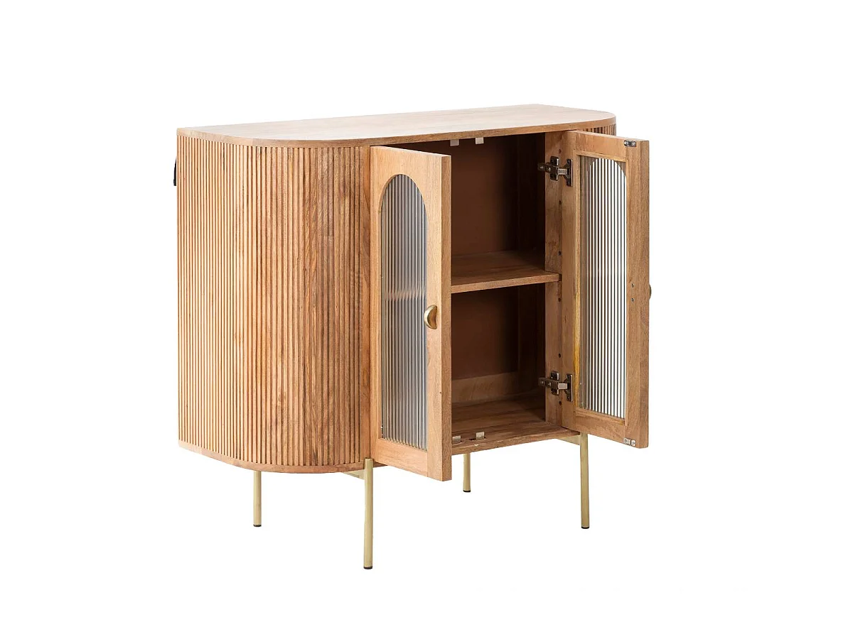 Vitrine arrondie en bois de manguier Maria