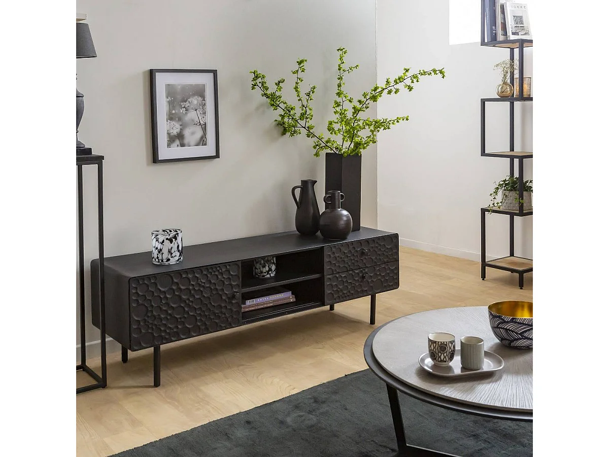 Meuble TV en bois de manguier et métal Liv