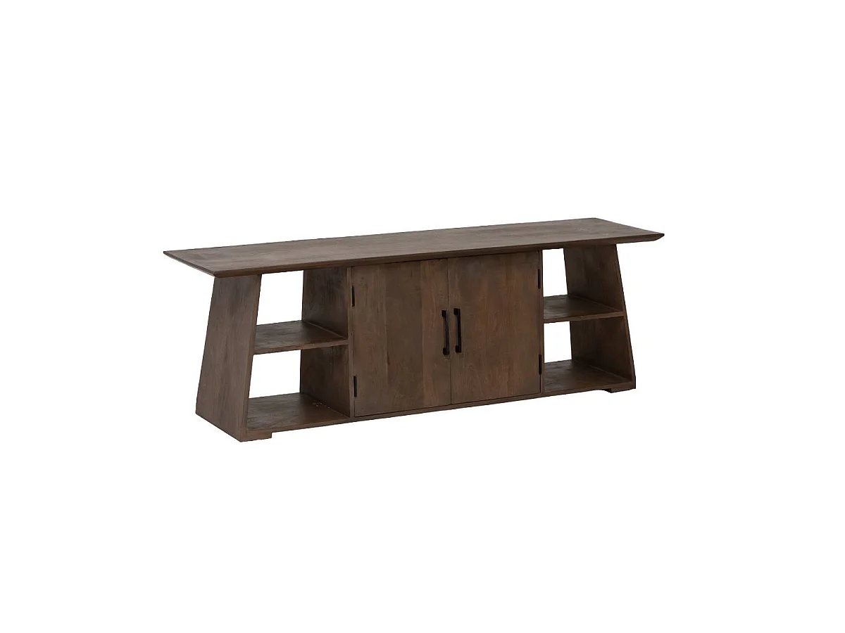 Mueble de TV de madera de mango Daniella - Elegancia y robustez para un espacio de vida dinámico