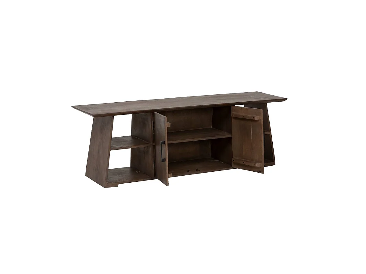 Mueble de TV de madera de mango Daniella - Elegancia y robustez para un espacio de vida dinámico