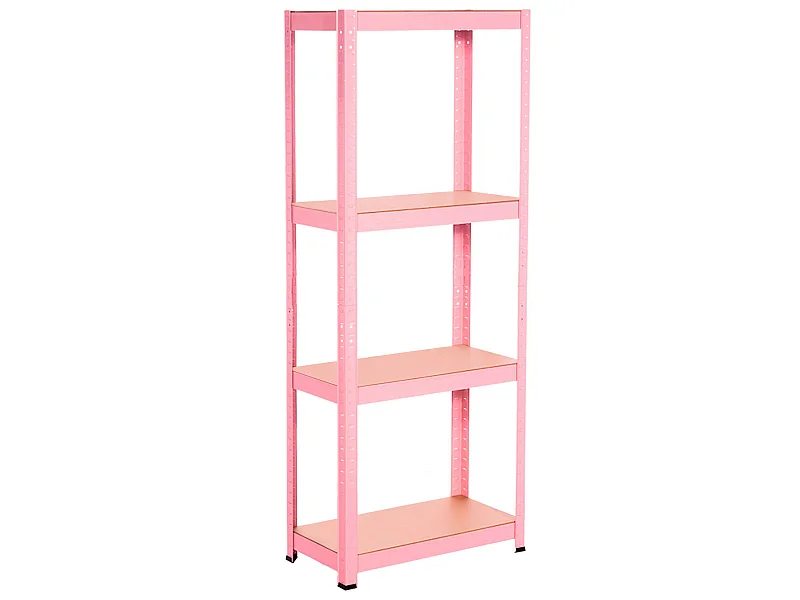 Scaffale in metallo rosa con 4 ripiani regolabili 148x60x30cm 240Kg 7house
