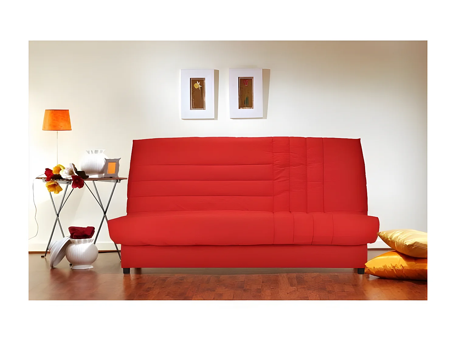 BEIJA Banquette clic-clac 3 places - Comfort BULTEX - L 192 x P 95 cm - Tissu rouge