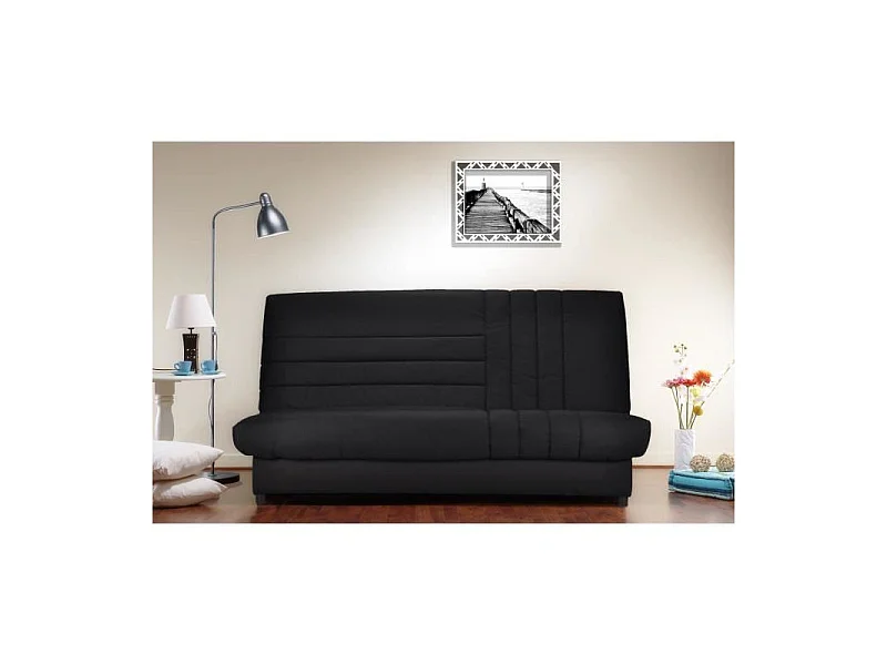 BEIJA Banquette clic-clac 3 places - Comfort BULTEX - L 192 x P 95 cm - Tissu noir