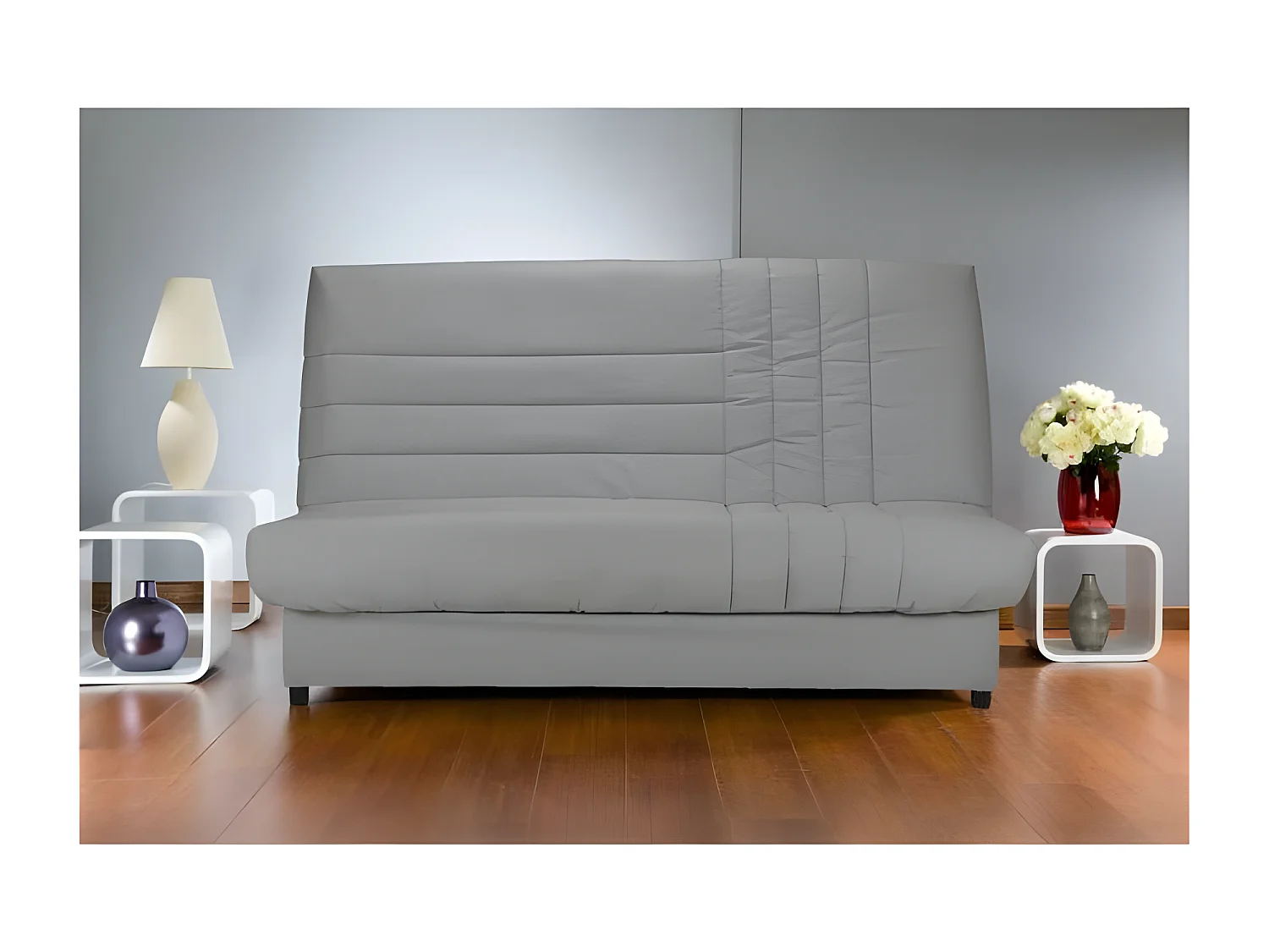 BEIJA Banquette clic-clac 3 places - Comfort BULTEX - L 192 x P 95 cm - Tissu gris