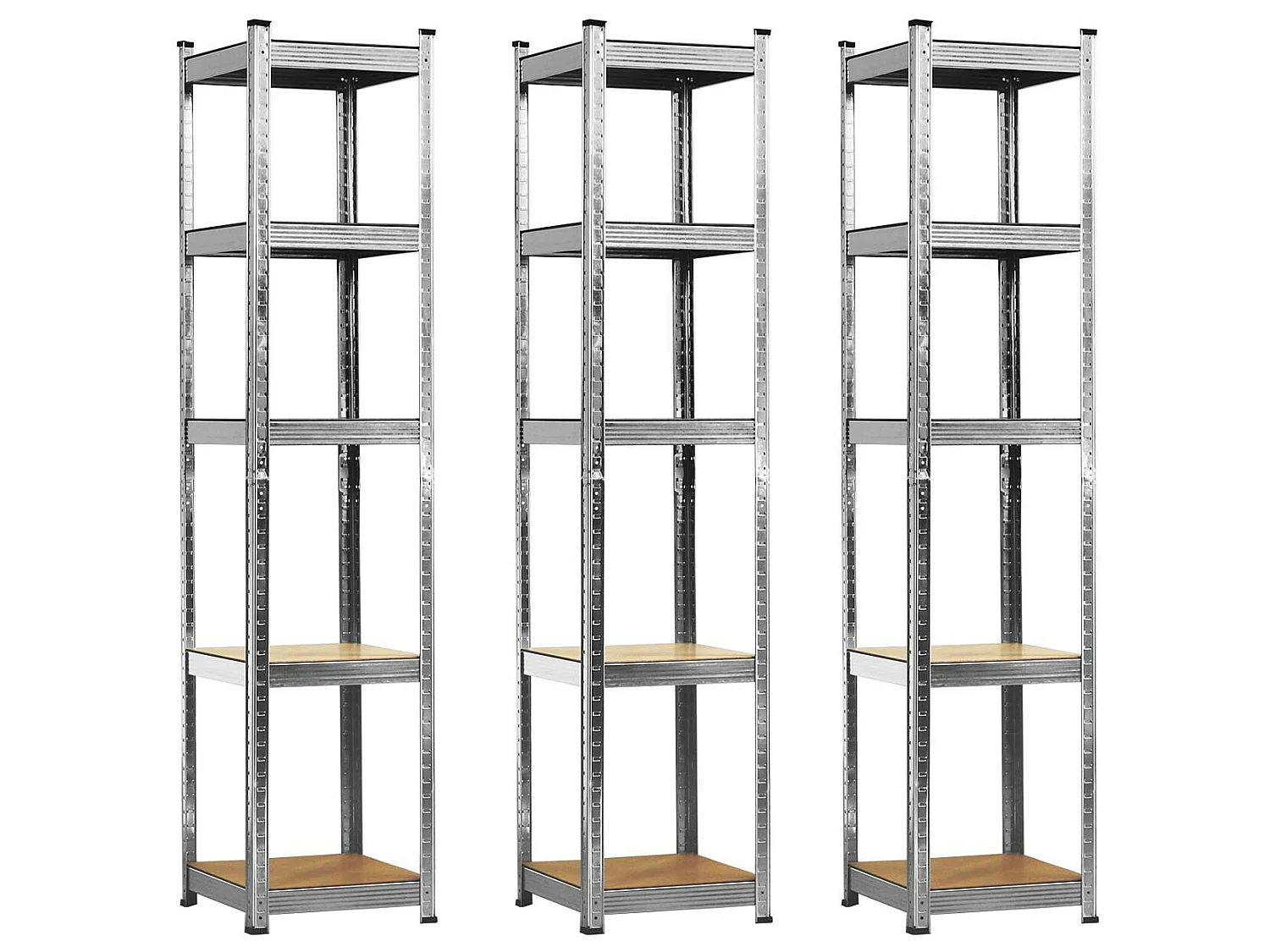Confezione 3 scaffalature modulari con 5 ripiani regolabili 180x40x40cm 175Kg 7house