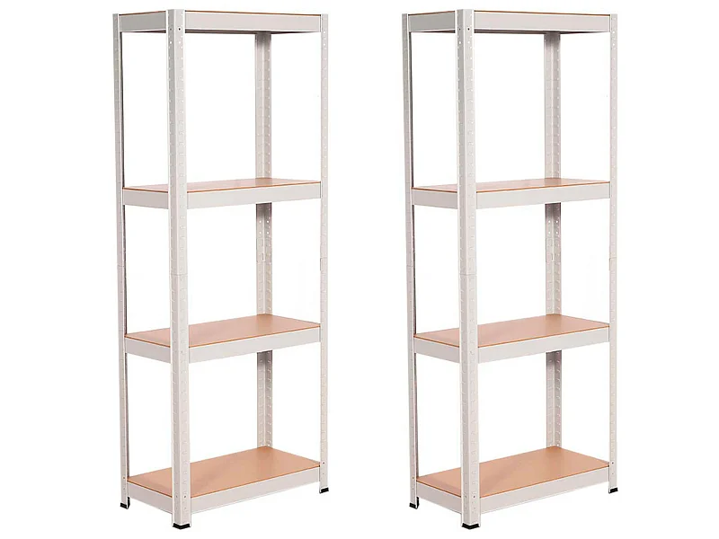 Pack 2 étagères métalliques avec 4 étagères réglables 148x60x30cm 240Kg 7house
