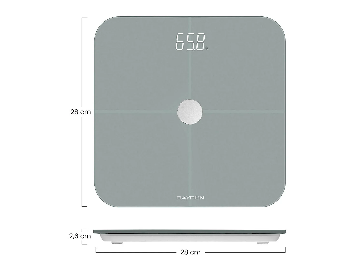 Pèse-personne intelligent Bluetooth avec APP jusqu'à 8 profils Health Dayron